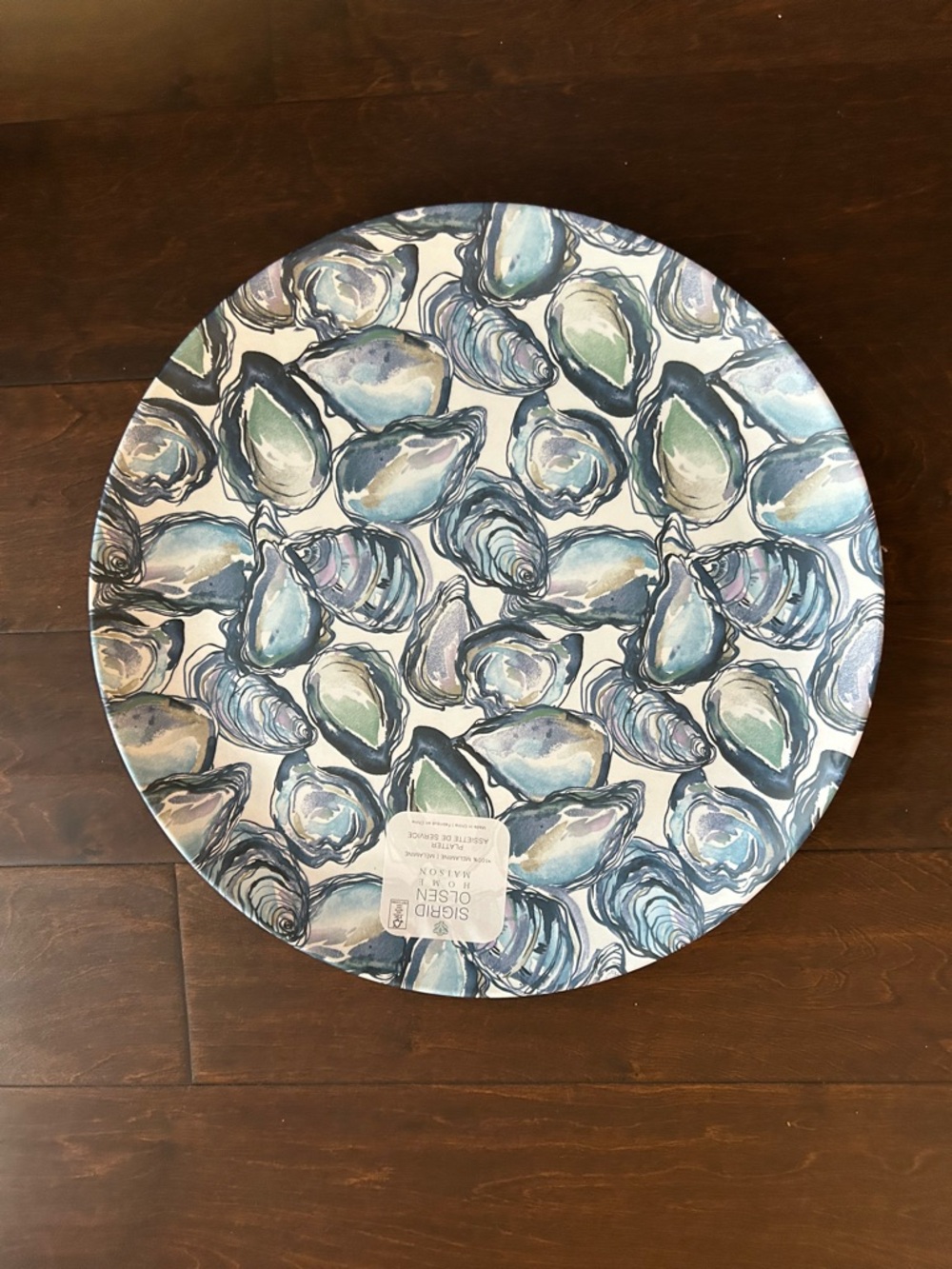 Sigrid Olsen Oyster Melamine Platter Blue White New Round 15”